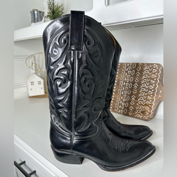 **SOLD** Rudel Vintage Black Embroidered Cowboy Western Boots Men's 9, Women's - Picture 5 of 9
